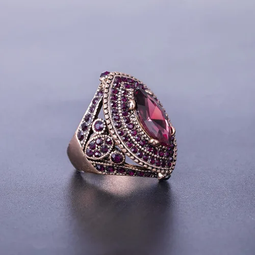 Vista 2 de Anillo de mujer - 1.260 in estilo turco púrpura piedra preciosa anillo vintage joyería de las mujeres J0769PURPLE, Cristal Resina, Cristal