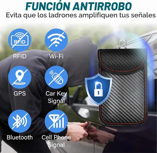 Vista 5 de BFXM Faraday - 2 bolsas para llaves de automóvil, bolsa de bloqueo de señal RFID, protector antirrobo, funda bloqueadora de señal de teléfono
