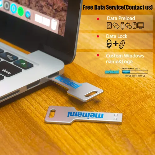 Vista 5 de Memoria de metal personalizada con forma de llave USB, memoria de metal personalizada, paquete de 25