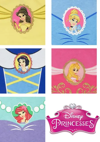 Vista 8 de Disney Princess Cinderella Belle Aurora Ariel Paquete de 5 mamelucos Diadema