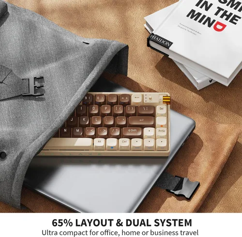 Vista 4 de ROYALAXE X ProtoArc R68 TKL Teclado mecánico, teclado inalámbrico con cable intercambiableBluetooth 5.02.4G con luz RGB para Windows y Mac, teclas