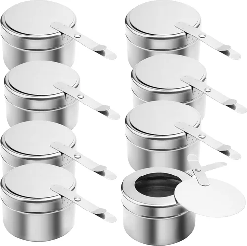 Vista 8 de MOUYAT 6 soportes de combustible para rozar con tapa, acero inoxidable para mechas de combustible, esterno, soporte de calor enlatado