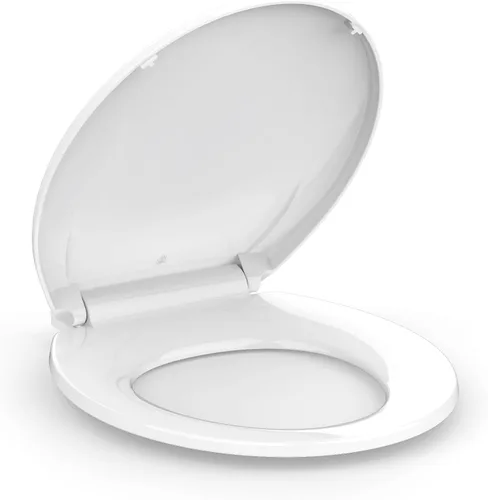 Vista 2 de Asiento de inodoro redondo de cierre lento, fácil de instalar y limpiar, asiento de inodoro de cierre suave, asiento desmontable para uso