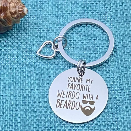 Vista 6 de Llavero con texto en inglés "You're my Favorite Weirdo with a Beardo" ("You're my Favorite Weirdo with a Beardo"), regalo para el día de San
