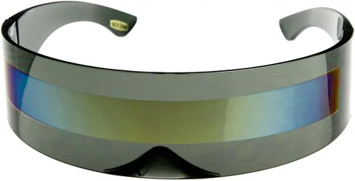 Vista 2 de zeroUV Gafas de sol Cyberpunk Futuristic Cyclops de los años 80 con lente espejada semitransparente