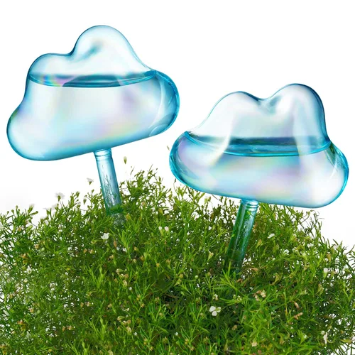 Vista 9 de NiHome 2 piezas de globos de riego automático para plantas de interior y exterior, bombillas de riego por goteo automático ajustables con estacas