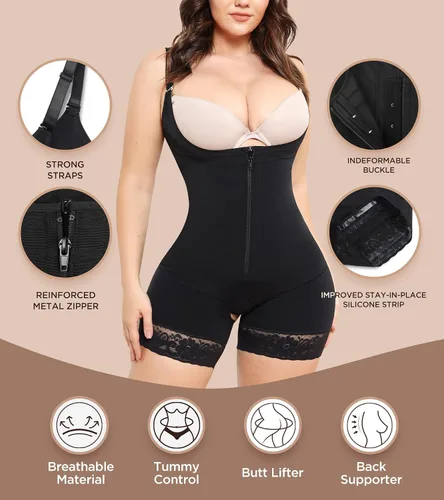Vista 3 de Body moldeador para mujer control de abdomen BBL Fajas colombianas posparto cuerpo completo moldeador más delgado de cintura alta levantador