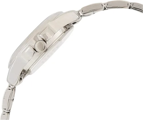 Vista 3 de Casio Reloj analógico de cuarzo para mujer, correa de acero inoxidable plateada, caja redonda de 1.024in
