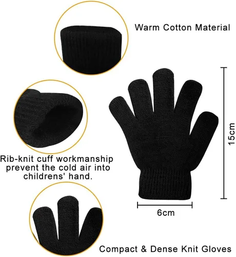 Vista 2 de ONESING 3-24 pares de guantes de punto para niños, guantes de invierno blancos para niños, guantes de dedo para niños para niñas