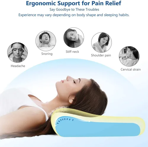 Vista 35 de ZAMAT Almohada de espuma viscoelástica para aliviar el dolor de cuello, almohada cervical ergonómica ajustable para dormir, almohada ortopédica