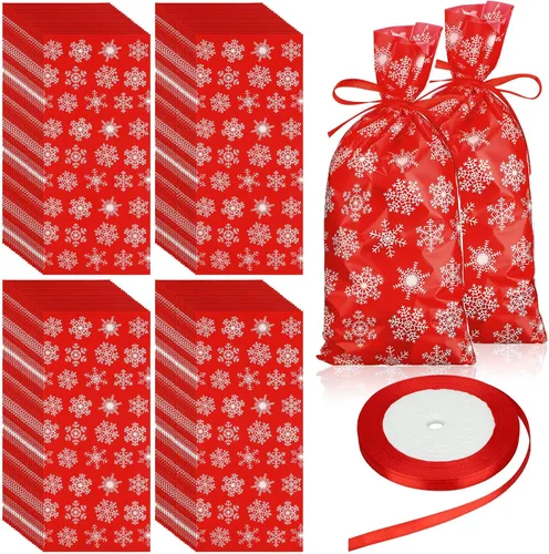 Vista 7 de Cholemy 500 bolsas de celofán, bolsas de celofán, bolsas de violonchelo con cinta, regalos navideños para dulces, galletas, golosinas, envoltura