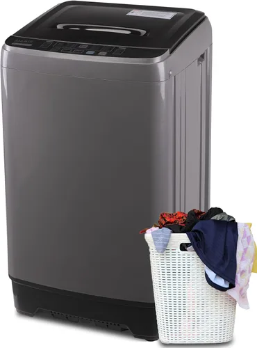 Vista 10 de Anukis Lavadora totalmente automática, capacidad de 13 libras, lavadora compacta de lavandería con bomba de drenaje, 10 programas de lavado y 8