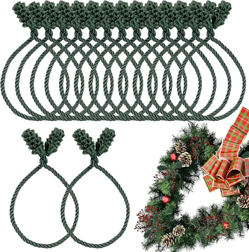 Vista 7 de 16 piezas de ataduras de guirnalda de Navidad marrón - Ataduras reutilizables y flexibles para barandillas de decoración para pasamanos