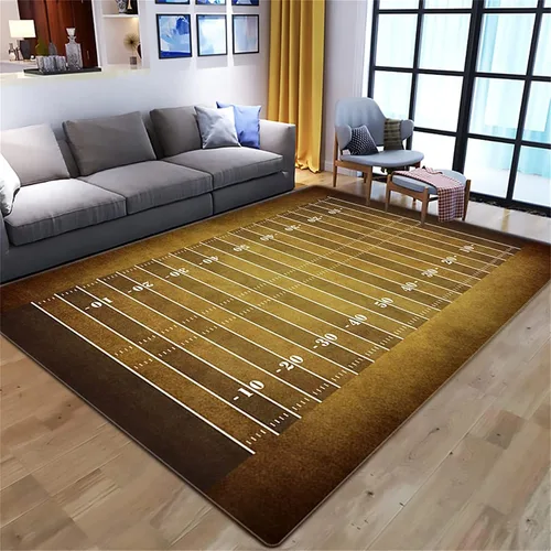 Vista 24 de Alfombra de fútbol americano, 3 x 4 pies, lavable de gran tamaño, ilustraciones 3D, con textura de cuero de fútbol, con cordones, alfombras