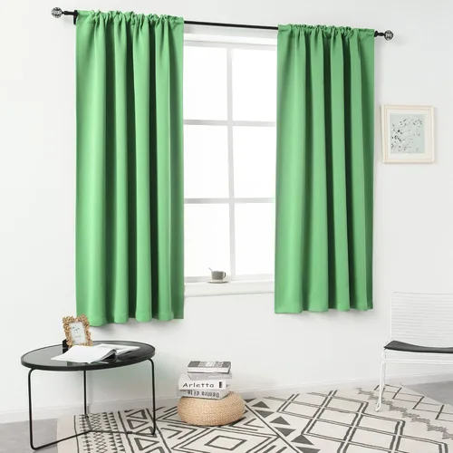 Vista 31 de DUALIFE Cortinas opacas de 45 pulgadas de largo, 2 paneles para ventanas pequeñas de dormitorio, aislamiento térmico, bolsillo para barra, cortinas