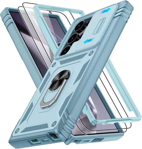 Vista 258 de Gritup Funda para Google Pixel 6 con cubierta deslizante para cámara y protector de pantalla (2 unidades), soporte de anillo giratorio 360°, funda