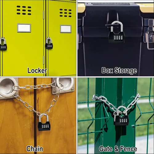 Vista 6 de Cerradura de combinación, cerradura combinada de moda de 4 dígitos, candado de combinación Waterproof Outdoor Gate Locks for Fence, Locker, Sheds