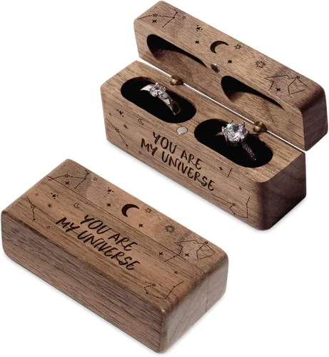 Vista 10 de Caja portadora de anillos de boda Propuesta delgada Caja de anillo ¿Qué tal para siempre?