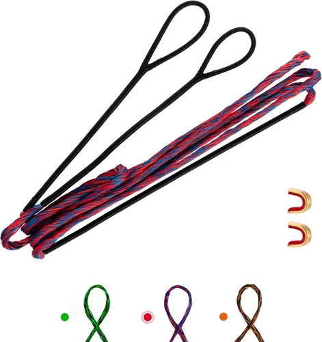 Vista 8 de Juego de cuerdas de arco Deerseeker para tiro con arco con 2 puntos de nocking, cuerda de arco recurva Dacron de repuesto de 12, 14, 16 hebras
