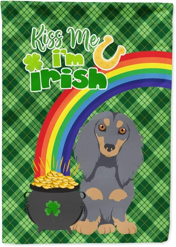 Vista 64 de Caroline's Treasures WDK4731GF - Bandera decorativa para jardín del día de San Patricio, color negro y tostado, Airedale Terrier, para jardín