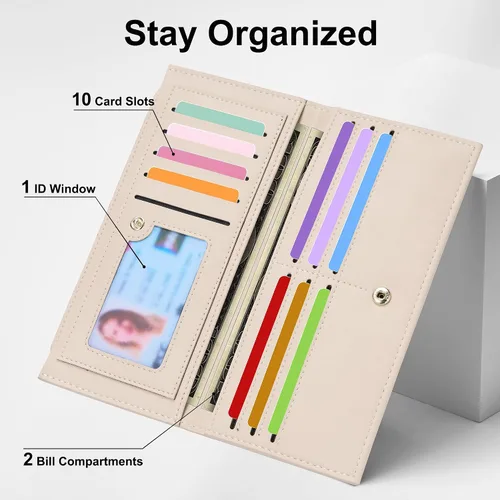 Vista 5 de Tipmile Cartera ultra delgada para mujer, cartera de cuero plegable para mujer, cartera RFID, cartera de bloqueo RFID para tarjetas de crédito