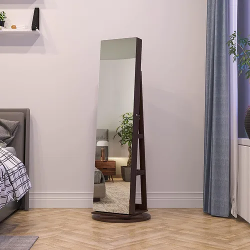 Vista 4 de HNEBC Espejo organizador de joyas con luz LED, rotación de 360, armario de joyería con espejo de puerta, armario de joyería con espejo de longitud