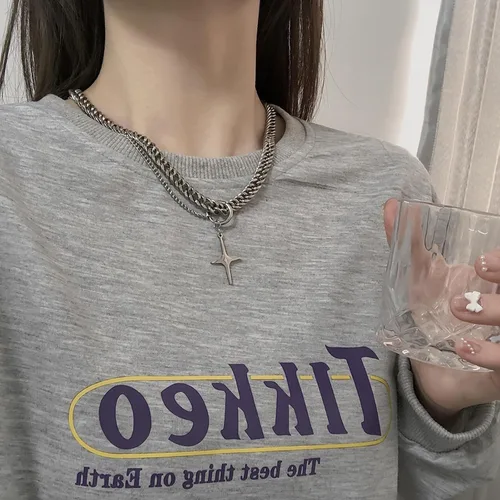 Vista 59 de Y2k - Collar irregular con dije de estrella, piedra de luna, diseño de cadena de moda, joyería de plata picante para mujer