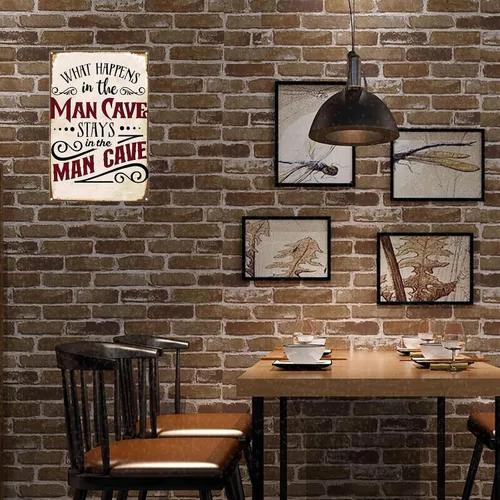 Vista 4 de Letrero divertido de la cueva del hombre, con texto en inglés «What Happens in The Man Cave Stays in The Man Cave Stays in The Man», letrero
