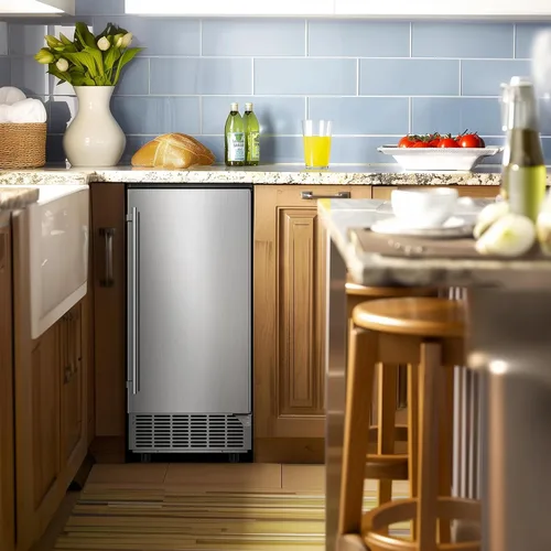Vista 9 de Máquina de hielo debajo del mostrador, 95 libras/día con contenedor de almacenamiento de 35 libras, 40 cubos en 10 minutos, puerta reversible