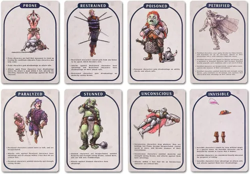 Vista 3 de Tarjetas de condición para la quinta edición Compatible con Calabozos y Dragones (D&D) para uso por accesorios Dungeon Master Regalos DND