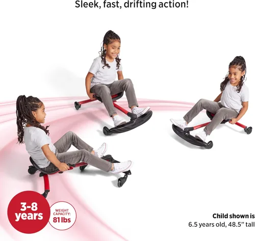 Vista 10 de Radio Flyer Stingray Patinete de conducción con deriva divertida para niños de 3 a 8 años, acción de giro de 360°, asiento ajustable para niños