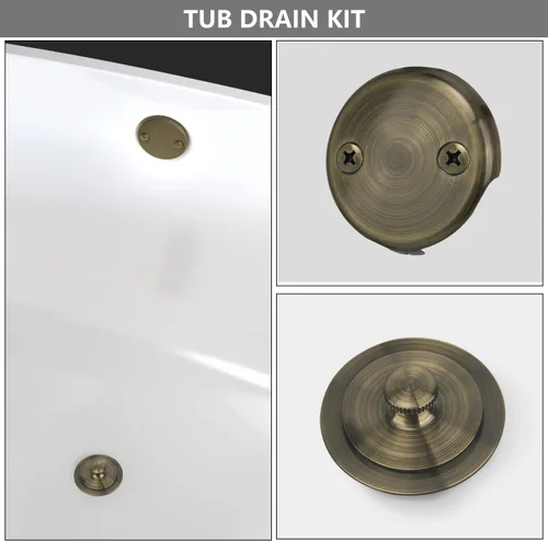 Vista 5 de Uni-Green Lift&Turn - Kits de drenaje de bañera con buje adaptador, acabado de latón antiguo (2 agujeros)