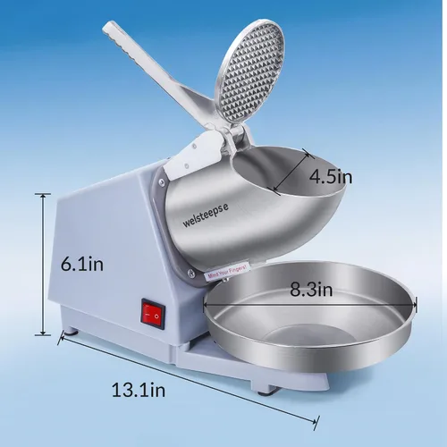 Vista 6 de Máquina de hielo afeitado, máquina de afeitar eléctrica de hielo con cuchillas de acero inoxidable, potente máquina de cono de nieve para cocina