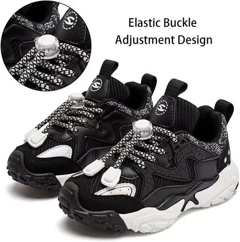 Vista 3 de HOBIBEAR Tenis deportivos para correr para niños y niñas, con velcro, ligeros y transpirables (niños pequeñosniños grandes)