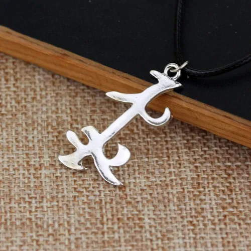 Vista 2 de OfficialOtaku Shadowhunters - Collar con colgante de runa parabatai, color plateado