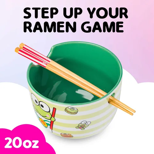 Vista 19 de Silver Buffalo Hello Kitty y sus amigos Chococat - Tazón de cerámica para ramen y arroz con palillos, patrón a cuadros, apto para microondas, 20