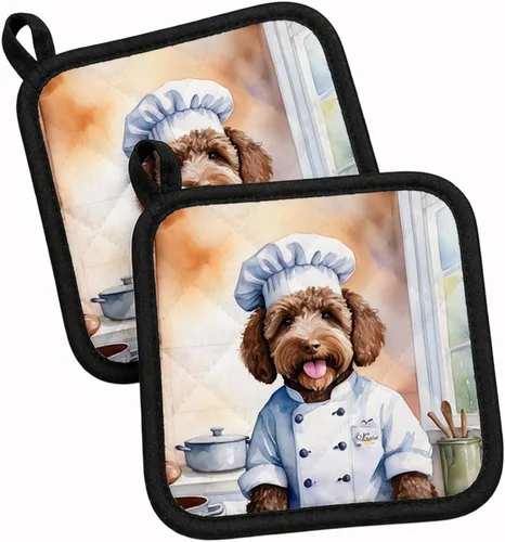 Vista 13 de Caroline's Treasures Coton de Tulear El Chef Par de Agarraderas de Ollas de Cocina Resistentes al Calor Juegos de Agarraderas de Ollas Almohadillas