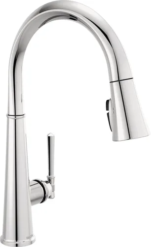 Vista 21 de Grifo de cocina Delta Faucet Emmeline de níquel cepillado, grifos de cocina con rociador desplegable, grifo de fregadero de cocina, cabezal