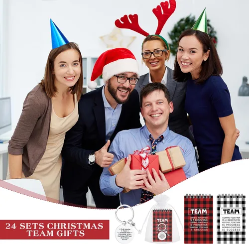 Vista 6 de Roowest 24 juegos de regalos de agradecimiento del equipo, cuadernos y llaveros para empleados de oficina, compañeros de trabajo, personal