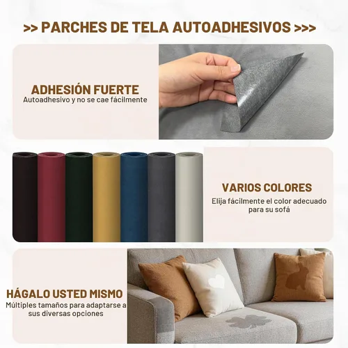 Vista 3 de Parche de reparación de terciopelo, parche de tela de franela autoadhesivo, varios colores, parche de microfibra, se puede usar para parches de Beige