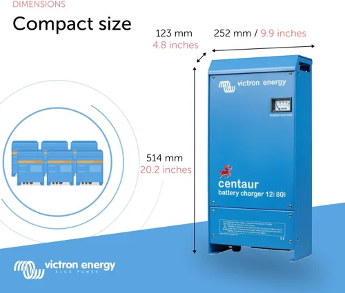 Vista 3 de Victron Energy Cargador de batería Centaur de 12 voltios y 80 amperios de 3 bancos