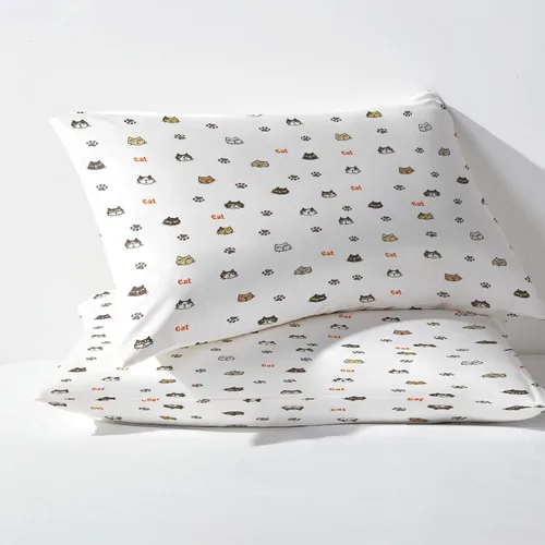 Vista 3 de Juego de sábanas de 3 piezas con estampado de patas de perro, tamaño individual, sábanas y fundas de almohada estampadas – Sábana bajera ajustable