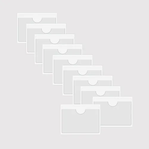 Vista 15 de Fundas adhesivas transparentes, de plástico, autoadhesivas, para tarjetas de índice, planificadores, armarios, estantes (1.18 x 3.74 pulgadas), 20