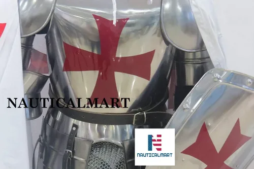 Vista 2 de NauticalMart Traje de caballero medieval de armadura cruzada armadura de cuerpo completo disfraz de Halloween