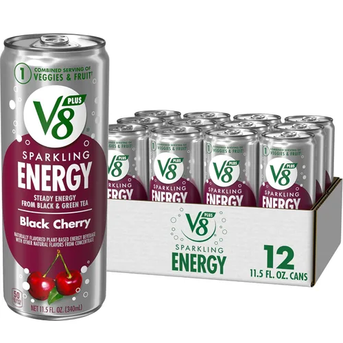 Vista 21 de V8 +ENERGY Bebida Energética de Cereza Negra, lata de 11.5 fl oz (paquete de 4)
