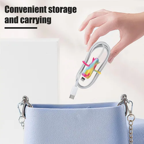 Vista 6 de CameCosy Funda protectora de cable 2 en 1 compatible con iPhone, Android, cable USB tipo C, 2 unidades de silicona estirable para ahorro de cables