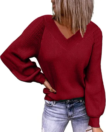 Vista 2 de Tops para mujer, casual, otoño, suéter holgado con bloques de color, suéter de punto a rayas de manga larga casual
