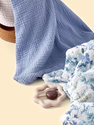 Vista 4 de TILLYOU Paquete de 2 toallas de muselina con capucha para recién nacido, 32 x 32 pulgadas, toallas de baño suaves para bebé altamente absorbentes