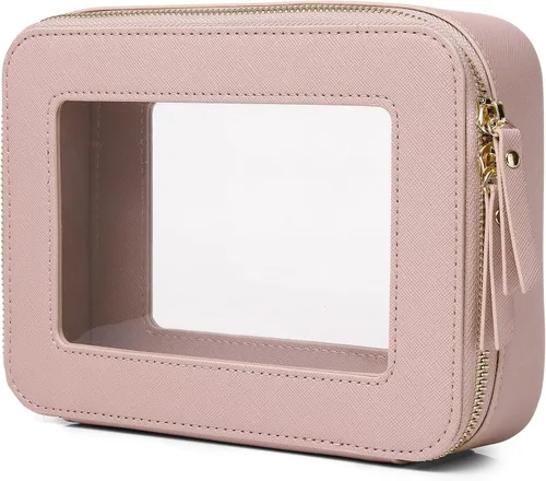 Vista 59 de Pinkmik Pequeña bolsa de maquillaje transparente, mini estuche para cosméticos, bolsa de aseo impermeable con cremallera, organizador de bolsos