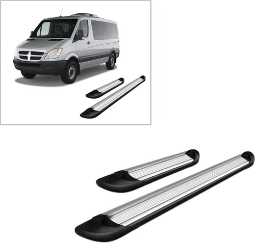 Vista 4 de Black Horse TRANSPORTER - Estribos plateados compatibles con Dodge Sprinter 2500/3500 07-16 Sprinter 2500/3500 19-23 Benz Sprinter 1500/4500 10-23